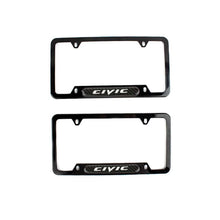 Load image into Gallery viewer, Brand New Universal 2PCS CIVIC Glossy Black Metal License Plate Frame