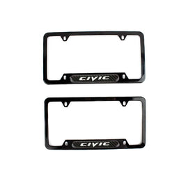 Brand New Universal 2PCS CIVIC Glossy Black Metal License Plate Frame
