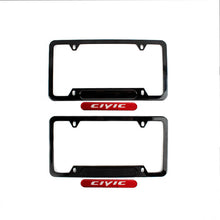 Load image into Gallery viewer, Brand New Universal 2PCS CIVIC Glossy Black Metal License Plate Frame