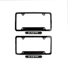 Load image into Gallery viewer, Brand New Universal 2PCS CIVIC Glossy Black Metal License Plate Frame