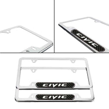 Load image into Gallery viewer, Brand New Universal 2PCS CIVIC Chrome Metal License Plate Frame