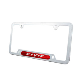 Brand New Universal 1PCS Civic Silver Metal License Plate Frame