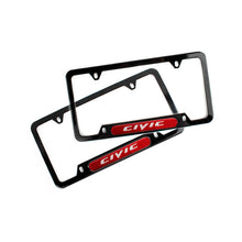 Load image into Gallery viewer, Brand New Universal 2PCS CIVIC Glossy Black Metal License Plate Frame