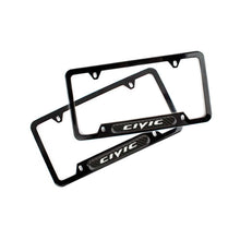 Load image into Gallery viewer, Brand New Universal 2PCS CIVIC Glossy Black Metal License Plate Frame