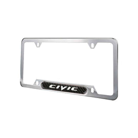 Brand New Universal 2PCS CIVIC Chrome Metal License Plate Frame
