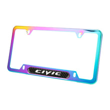 Load image into Gallery viewer, Brand New Universal 2PCS CIVIC Neo Chrome Metal License Plate Frame