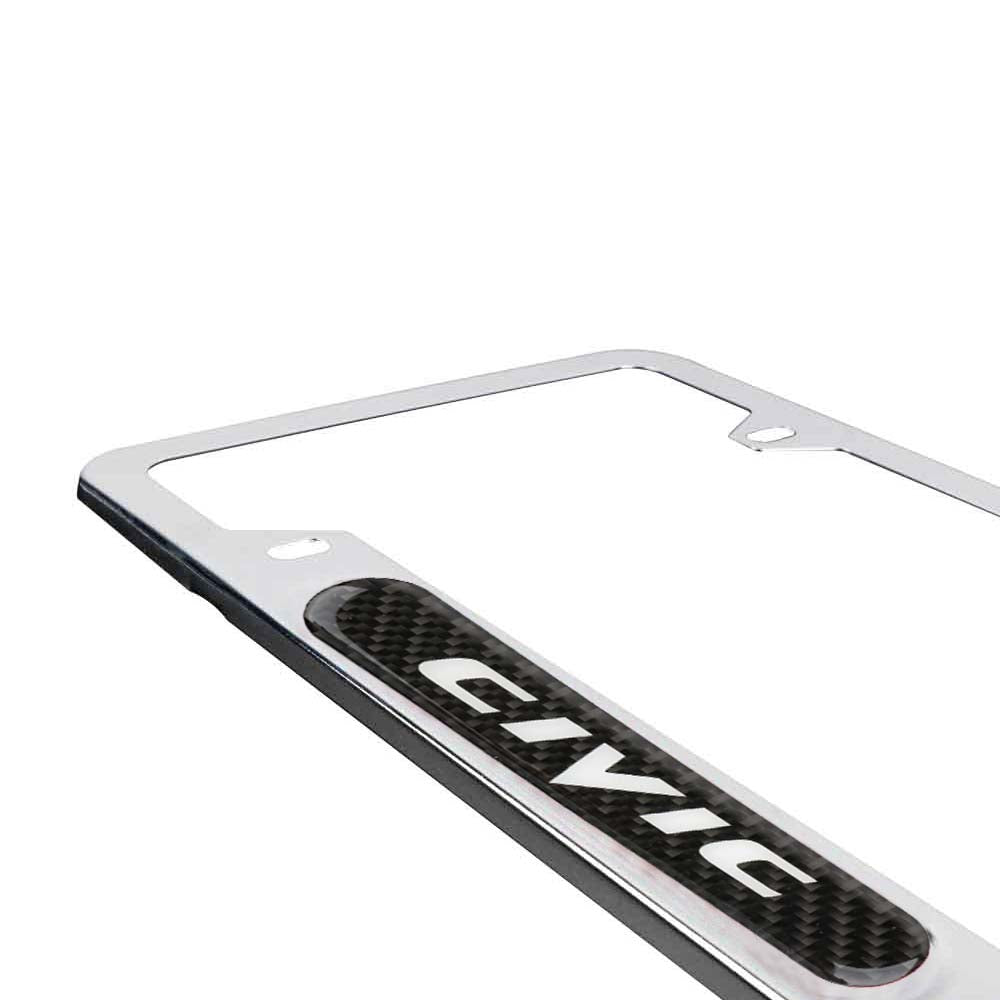 Brand New Universal 2PCS CIVIC Chrome Metal License Plate Frame