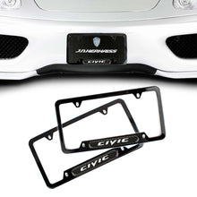 Load image into Gallery viewer, Brand New Universal 2PCS CIVIC Glossy Black Metal License Plate Frame