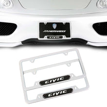 Load image into Gallery viewer, Brand New Universal 2PCS HONDA CIVIC Silver Metal License Plate Frame