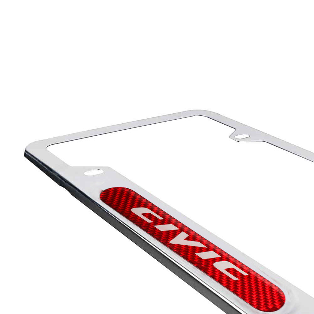 Brand New Universal 1PCS CIVIC Chrome Metal License Plate Frame