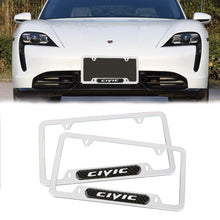 Load image into Gallery viewer, Brand New Universal 2PCS HONDA CIVIC Silver Metal License Plate Frame
