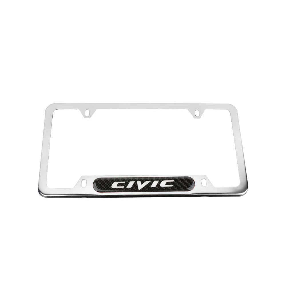 Brand New Universal 2PCS CIVIC Chrome Metal License Plate Frame