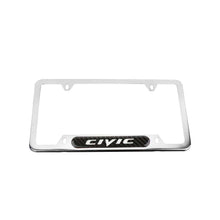 Load image into Gallery viewer, Brand New Universal 2PCS CIVIC Chrome Metal License Plate Frame