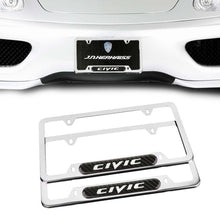 Load image into Gallery viewer, Brand New Universal 2PCS CIVIC Chrome Metal License Plate Frame