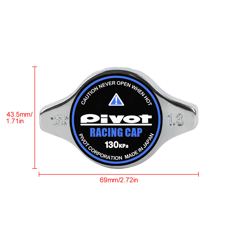 Brand New JDM 1.3bar 9mm Pivot Racing Chrome Racing Cap High Pressure Radiator Cap For Universal