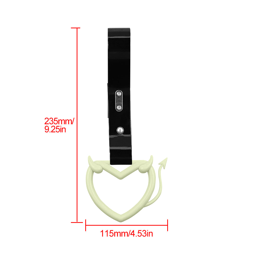 Brand New Devil Love Heart Glow In The Dark Green JDM TSURIKAWA Ring Subway Train Bus Handle Black Strap Charm Drift