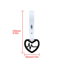 Brand New Heartbeats Black JDM TSURIKAWA Ring Subway Train Bus Handle White Strap Charm Drift