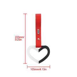 Brand New Double Color Heart Love White/Black JDM TSURIKAWA Ring Subway Train Bus Handle Red Strap Charm Drift