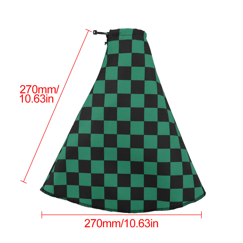 Brand New Universal Checkered Green Black Stitch Fabric Gear Manual Shifter Shift Knob Boot