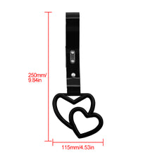 Load image into Gallery viewer, Brand New Double Love Heart Black JDM TSURIKAWA Ring Subway Train Bus Handle Black Strap Charm Drift
