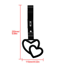 Brand New Double Love Heart Black JDM TSURIKAWA Ring Subway Train Bus Handle Black Strap Charm Drift