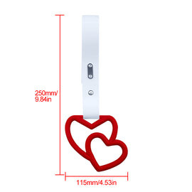Brand New Double Love Heart Red JDM TSURIKAWA Ring Subway Train Bus Handle White Strap Charm Drift