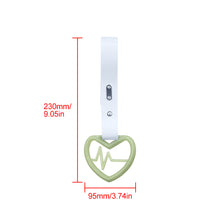 Load image into Gallery viewer, Brand New Heartbeats Glow In Dark Green JDM TSURIKAWA Ring Subway Train Bus Handle White Strap Charm Drift