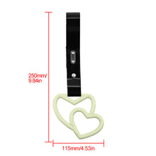 Load image into Gallery viewer, Brand New Double Love Heart Glow In The Dark Green JDM TSURIKAWA Ring Subway Train Bus Handle Black Strap Charm Drift