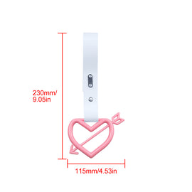 Brand New Arrow Heart Love Pink JDM TSURIKAWA Ring Subway Train Bus Handle White Strap Charm Drift