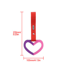 Brand New Double Color Heart Love Purple/Pink JDM TSURIKAWA Ring Subway Train Bus Handle Red Strap Charm Drift