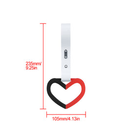 Brand New Double Color Heart Love Black/Red JDM TSURIKAWA Ring Subway Train Bus Handle White Strap Charm Drift