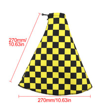 Load image into Gallery viewer, Brand New Universal Checkered Yellow Black Stitch Fabric Gear Manual Shifter Shift Knob Boot