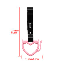 Load image into Gallery viewer, Brand New Devil Love Heart Pink JDM TSURIKAWA Ring Subway Train Bus Handle Black Strap Charm Drift