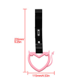 Brand New Devil Love Heart Pink JDM TSURIKAWA Ring Subway Train Bus Handle Black Strap Charm Drift