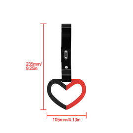 Brand New Double Color Heart Love Black/Red JDM TSURIKAWA Ring Subway Train Bus Handle Black Strap Charm Drift