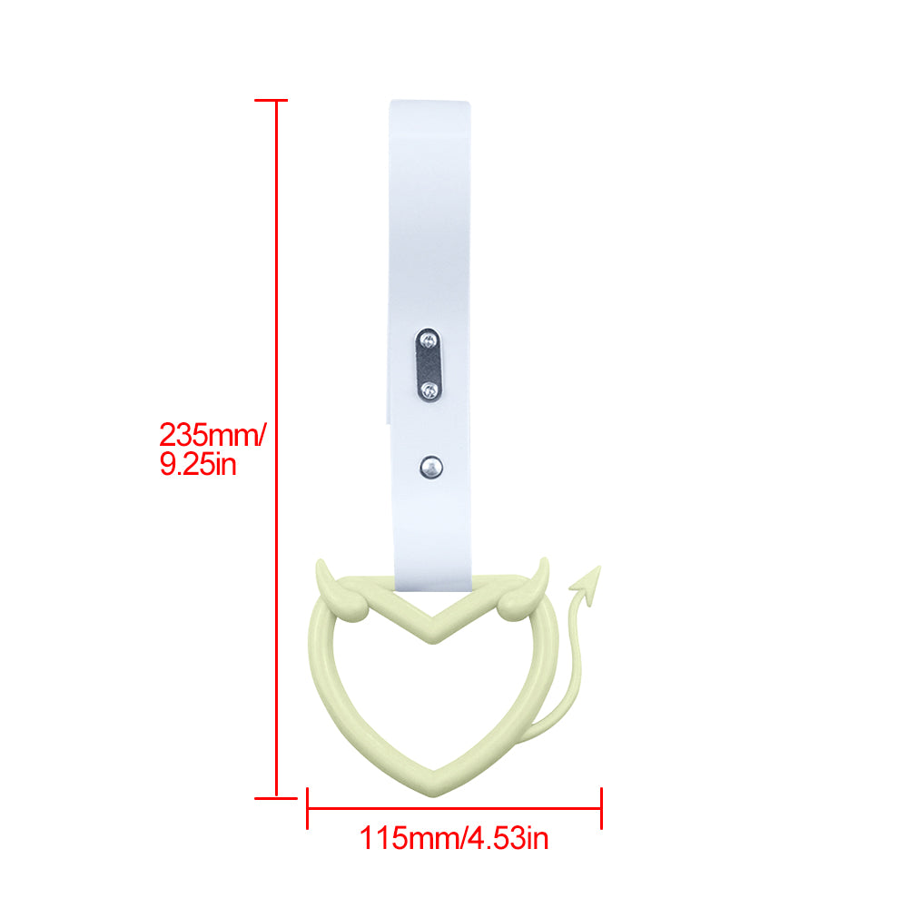 Brand New Devil Love Heart Glow In The Dark Green JDM TSURIKAWA Ring Subway Train Bus Handle White Strap Charm Drift