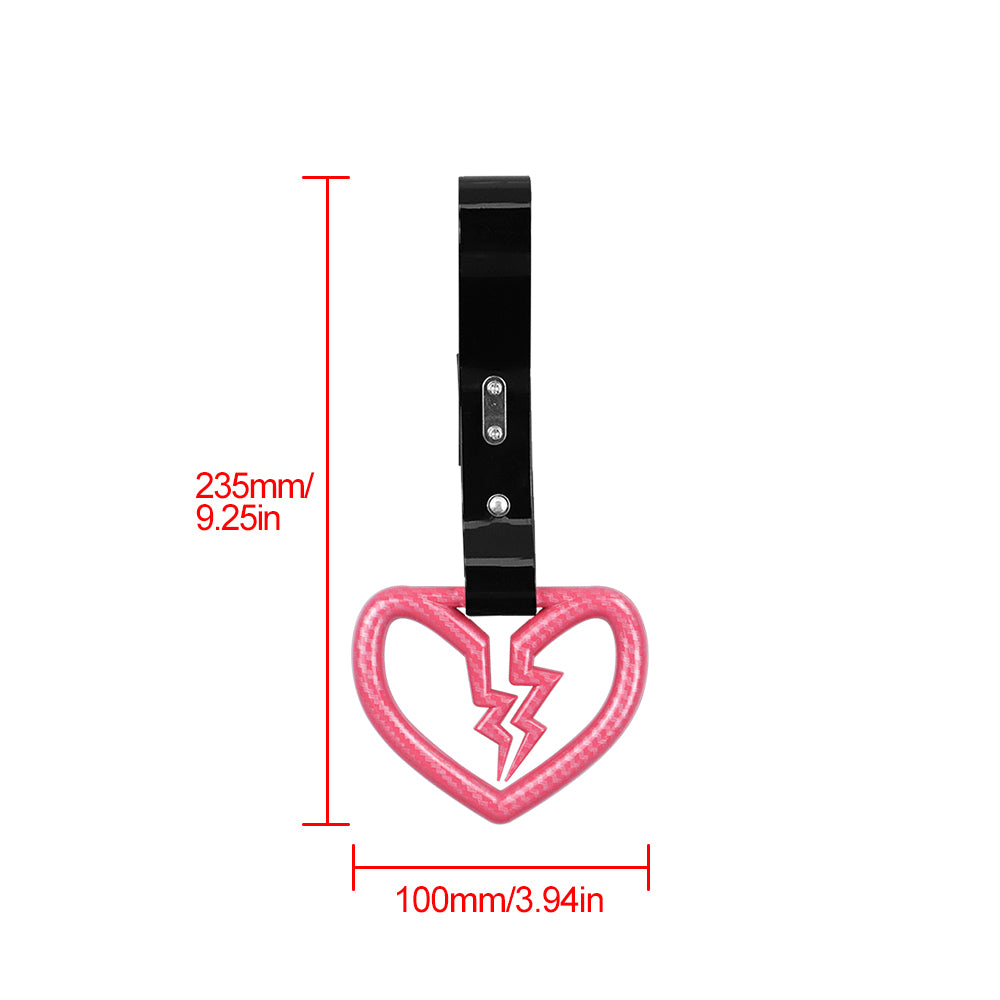 Brand New Pink Broken Heart Carbon Fiber JDM TSURIKAWA Ring Subway Train Bus Handle Strap Charm Drift