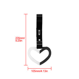 Brand New Double Color Heart Love White/Black JDM TSURIKAWA Ring Subway Train Bus Handle Black Strap Charm Drift