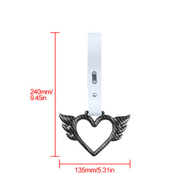 Brand New Angel Wing Heart Carbon Fiber JDM TSURIKAWA Ring Subway Train Bus Handle White Strap Charm Drift