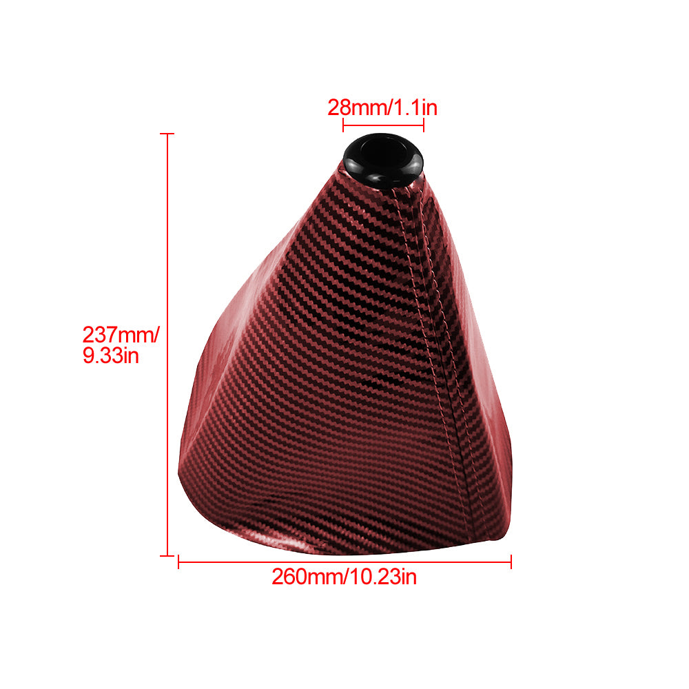 Brand New Universal GR SPORT Carbon Fiber Red Leather PVC Style Black Stitch Leather Gear Manual Shifter Shift Knob Boot