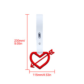 Brand New Arrow Heart Love Red JDM TSURIKAWA Ring Subway Train Bus Handle White Strap Charm Drift