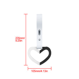 Brand New Double Color Heart Love White/Black JDM TSURIKAWA Ring Subway Train Bus Handle White Strap Charm Drift