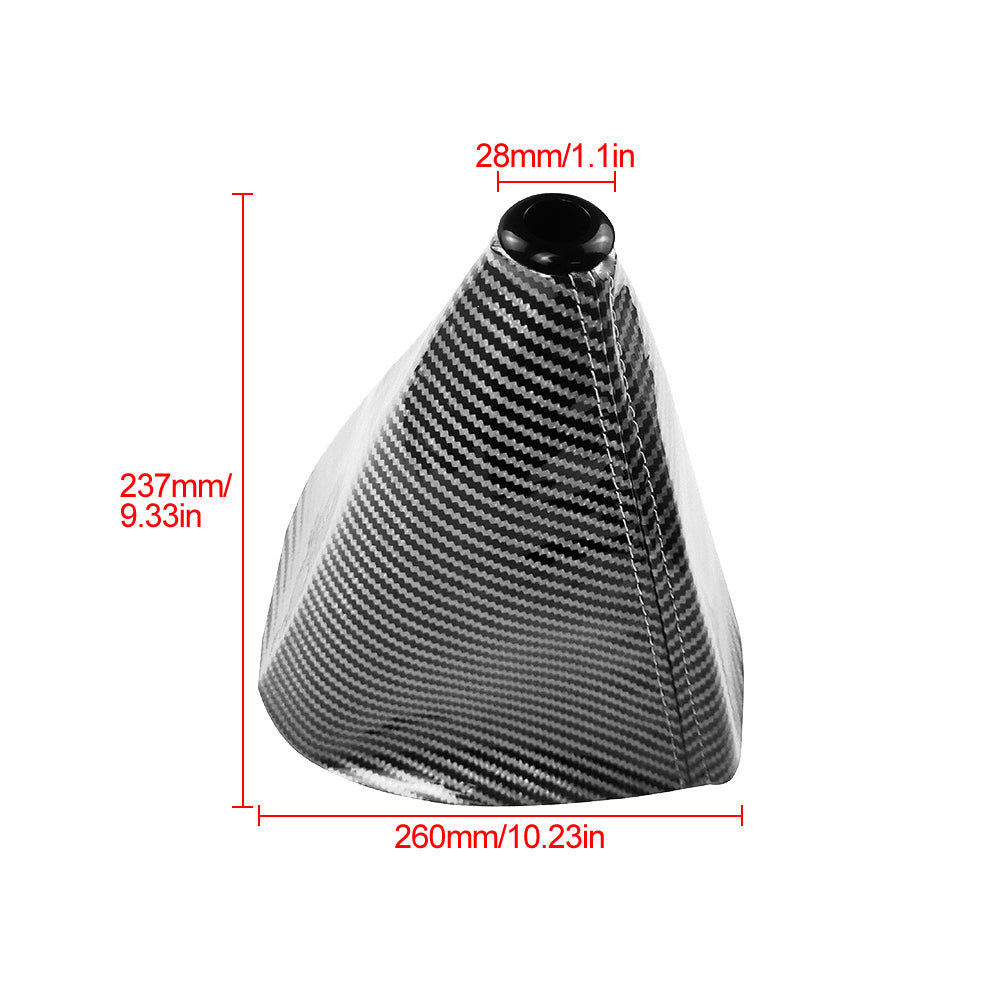 Brand New Universal GR SPORT Carbon Fiber Silver Leather PVC Style Black Stitch Leather Gear Manual Shifter Shift Knob Boot