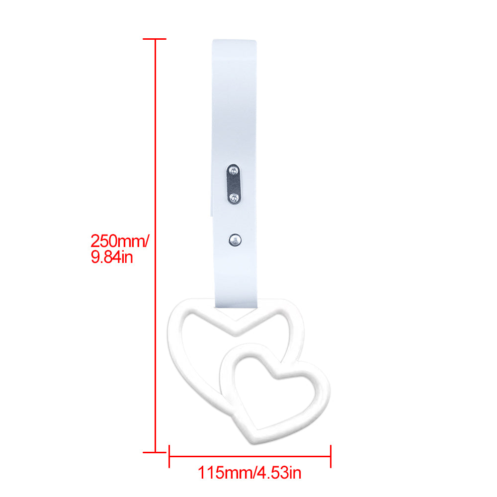 Brand New Double Love Heart White JDM TSURIKAWA Ring Subway Train Bus Handle White Strap Charm Drift