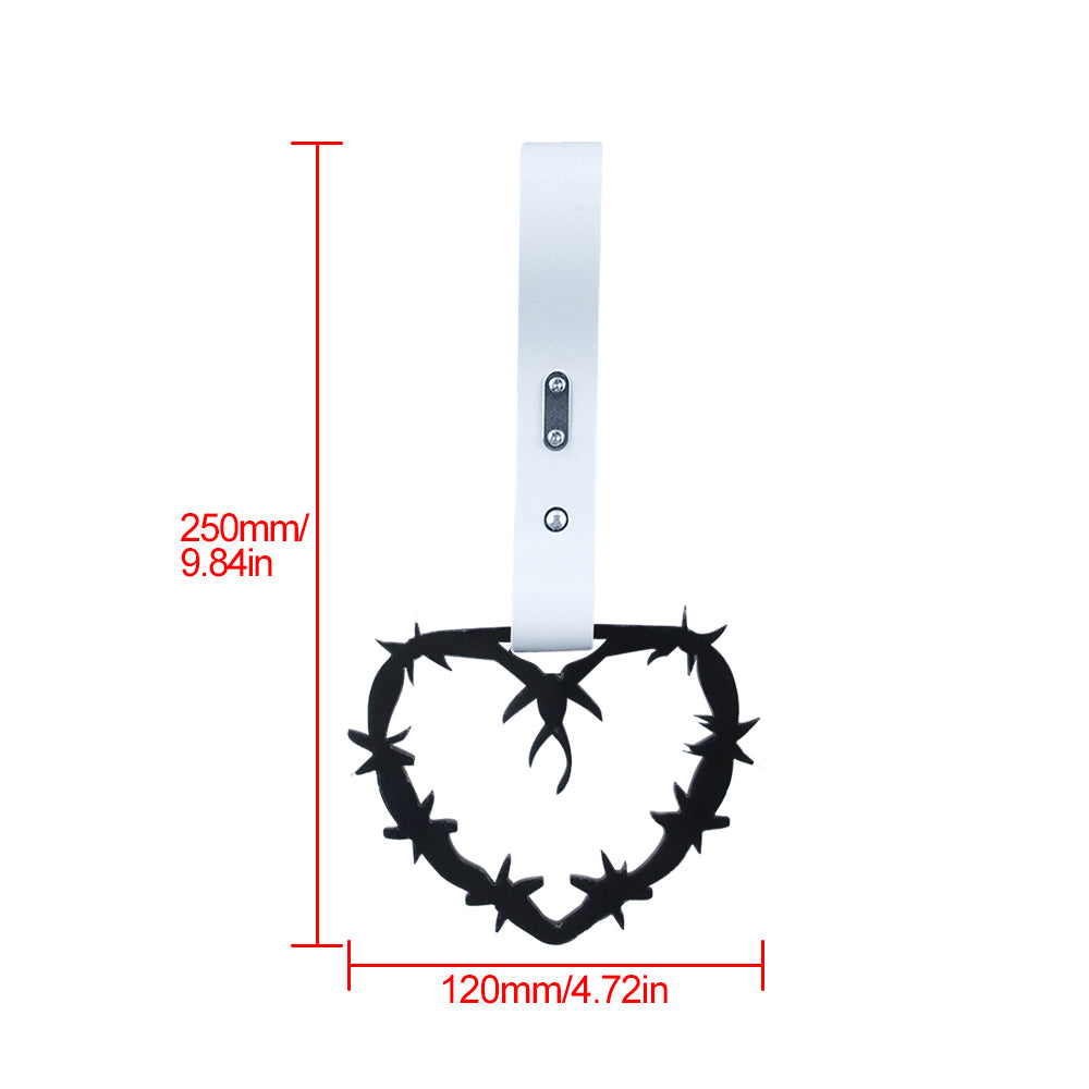 Brand New Barbed Wire Heart Black JDM TSURIKAWA Ring Subway Train Bus Handle White Strap Charm Drift