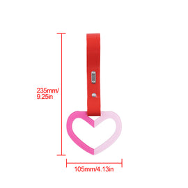 Brand New Double Color Heart Love Dark Pink JDM TSURIKAWA Ring Subway Train Bus Handle Red Strap Charm Drift
