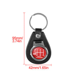Brand New HKS 6 Speed Black Leather Keychain Keyfob Silver Keyring JDM Gift