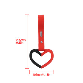 Brand New Double Color Heart Love Black/Red JDM TSURIKAWA Ring Subway Train Bus Handle Red Strap Charm Drift