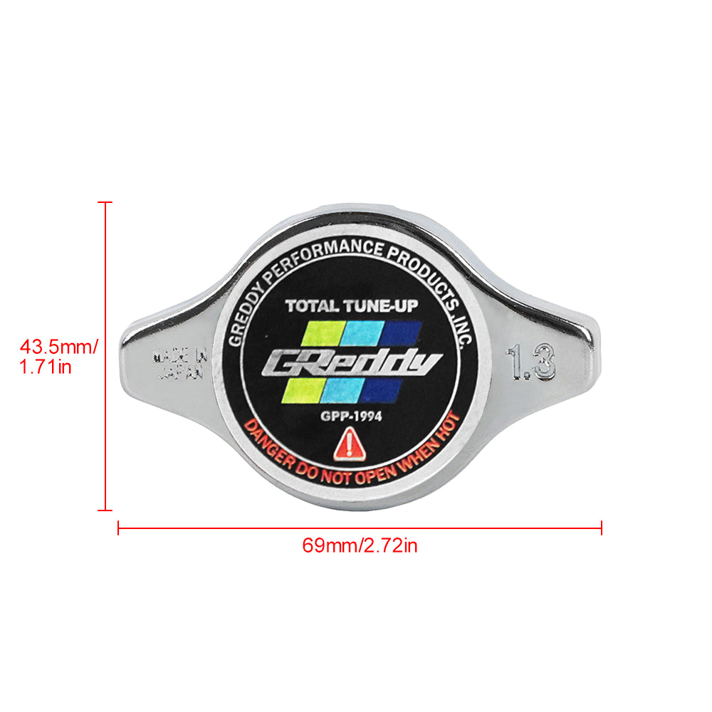 Brand New JDM 1.3bar 9mm Greddy Racing Chrome Racing Cap High Pressure Radiator Cap For Universal