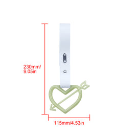 Brand New Arrow Heart Love Glow in Dark Green JDM TSURIKAWA Ring Subway Train Bus Handle White Strap Charm Drift
